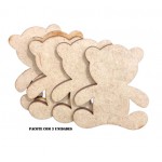 APLIQUE URSO LISO A LASER 7CM COM 3 UNIDADES MDF